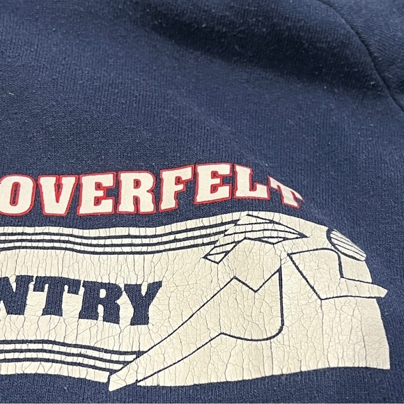 Vintage Overfelt Cross Country Running 1980s Hoodie Blue 80s Sweatshirt - Picture 3 of 6